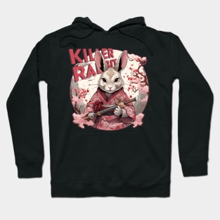 Killer Bunny Samurai Portrait in Cherry Blossom Tree Hoodie